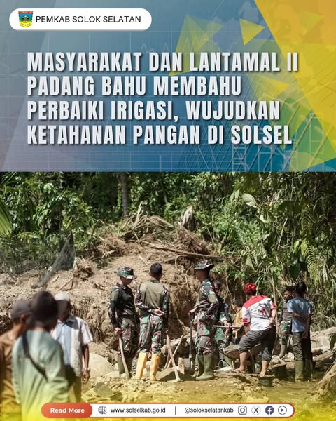 Masyarakat dan Lantamal II Padang Bahu Membahu Perbaiki Irigasi, Wujudkan Ketahanan Pangan di Solsel